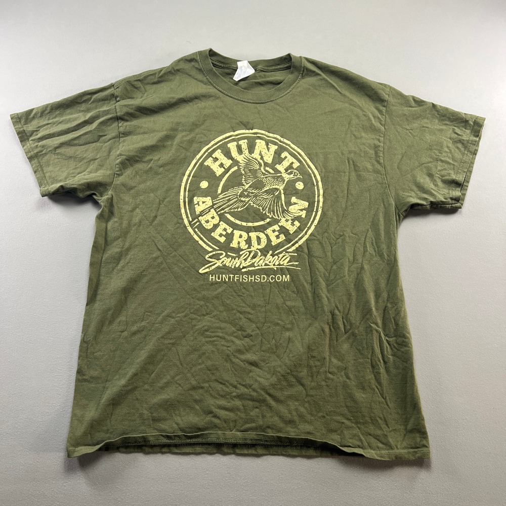 Port & Company T Shirt Mens XL Olive Green Hunt Aberdeen South Dakota Pheasant